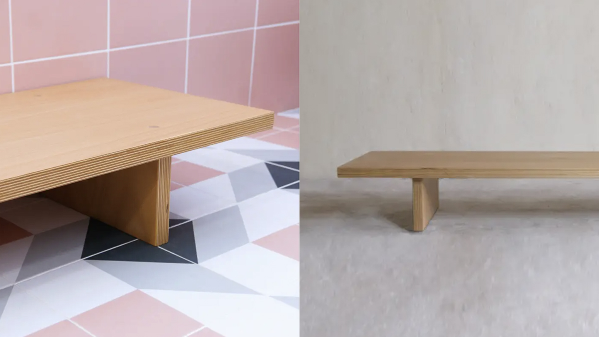 KO es una mesa de centro fabricada en contrachapado de abedul de líneas puras y proporciones armoniosas