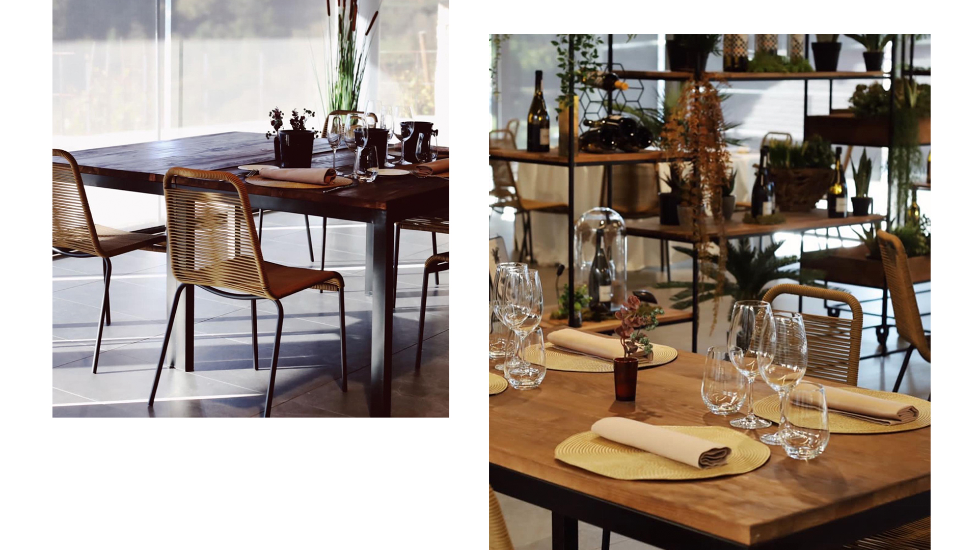 Restaurante con muebles a medida de madera y metal de Nárdiz Estudio.