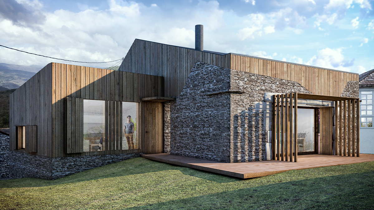 Casa Passivhaus en Castrelo de Piñeiro, Trives, proyecto de rehabilitación de Marta Trigás manteniendo las preexistencias del lugar.